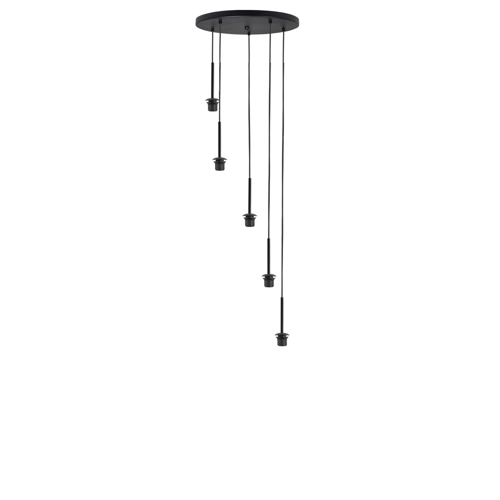 Hanglamp Bellini 5-lichts zwart met smoke glas Highlight