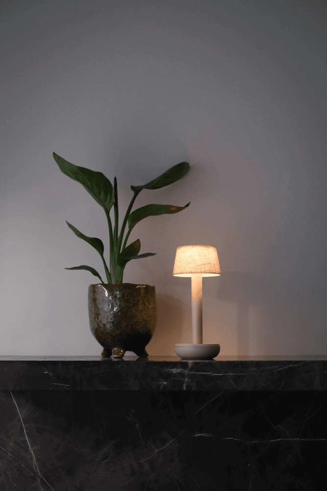 Oplaadbare tafellamp Two Beige linnen Humble 7446023312363