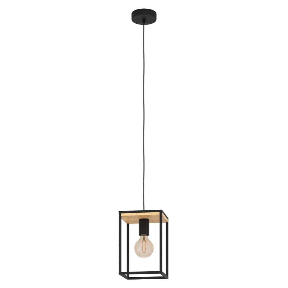 Landelijke hanglamp Libertad zwart met hout Landelijke hanglamp Libertad zwart met hout