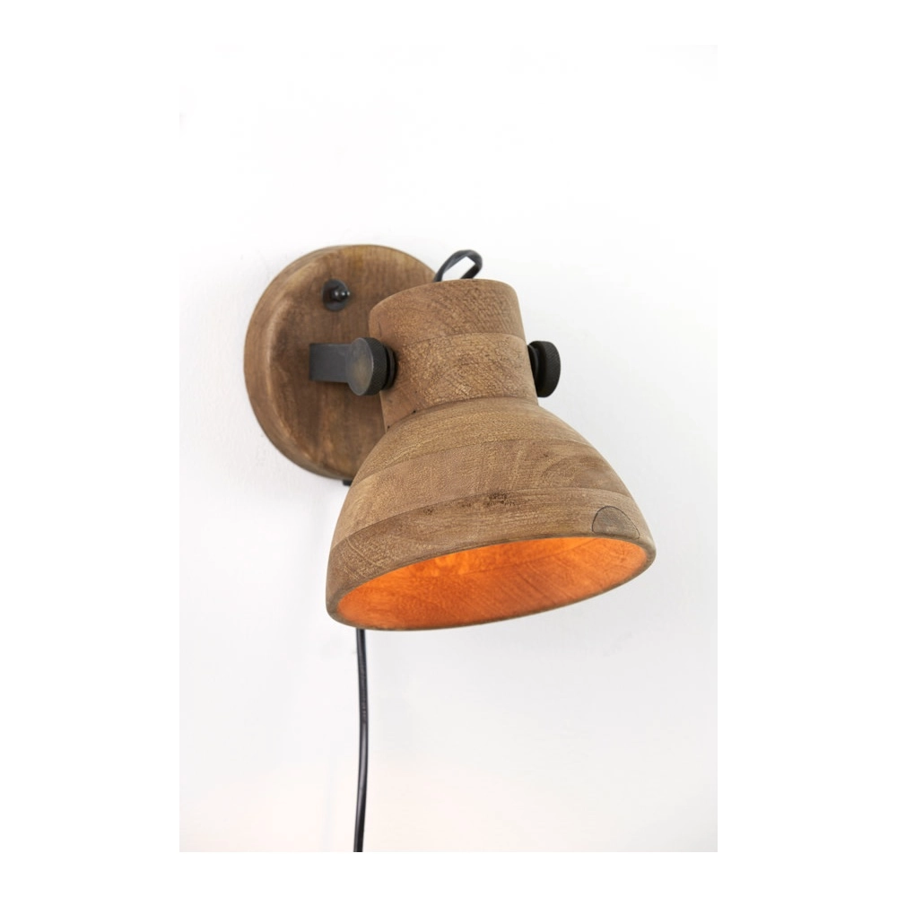 Houten wandlampje Ilanio bruin Light & Living 8717807293345