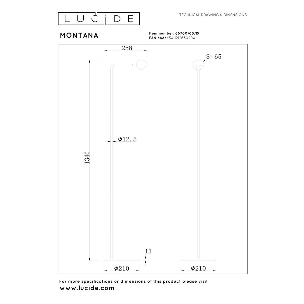 Design vloerlamp Montana grijs Premium by Lucide 5411212680204