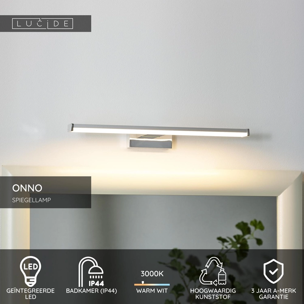 Spiegellamp Onno badkamer chroom 40cm Lucide 5411212791443