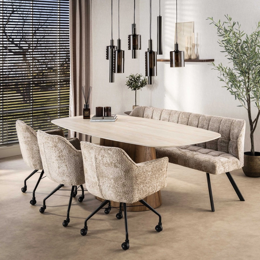 Eettafel hanglamp Sepiora Sienna bruin - donker glas - met pendels Lyora 8716803513464