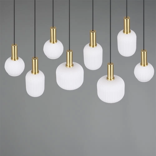 Eetkamer hanglamp Diva 8-lichts - wit glas Trio 4017807614527