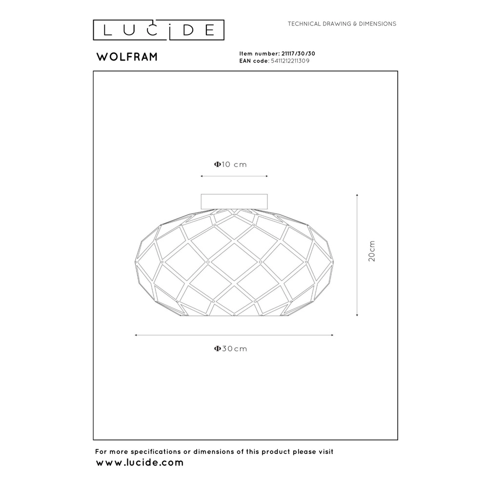 Plafondlamp Wolfram zwart Lucide 5411212211309