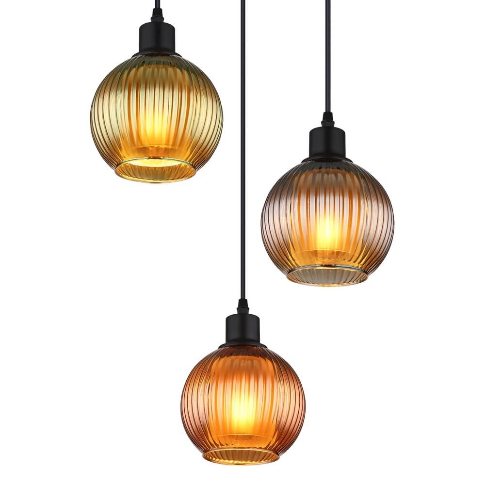 Ronde hanglamp Zumba gekleurd glas 3-lichts Ø 36cm Globo 9007371449828