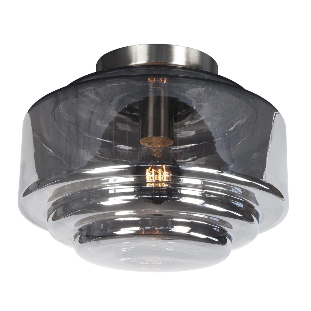 Nikkel plafondlamp Cambridge smoke glas Ø 30cm