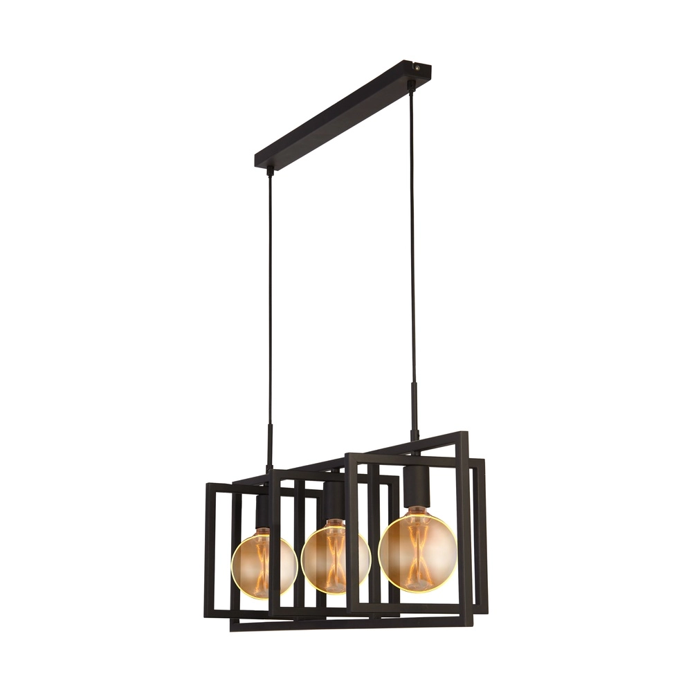 Eetkamer hanglamp Plaza 3-lichts zwart