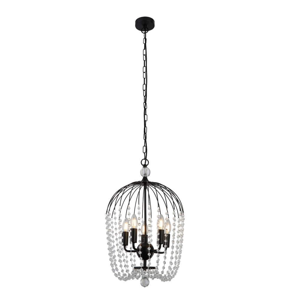 Kroonluchter Shower zwart met kristal Kroonluchter Shower zwart met kristal