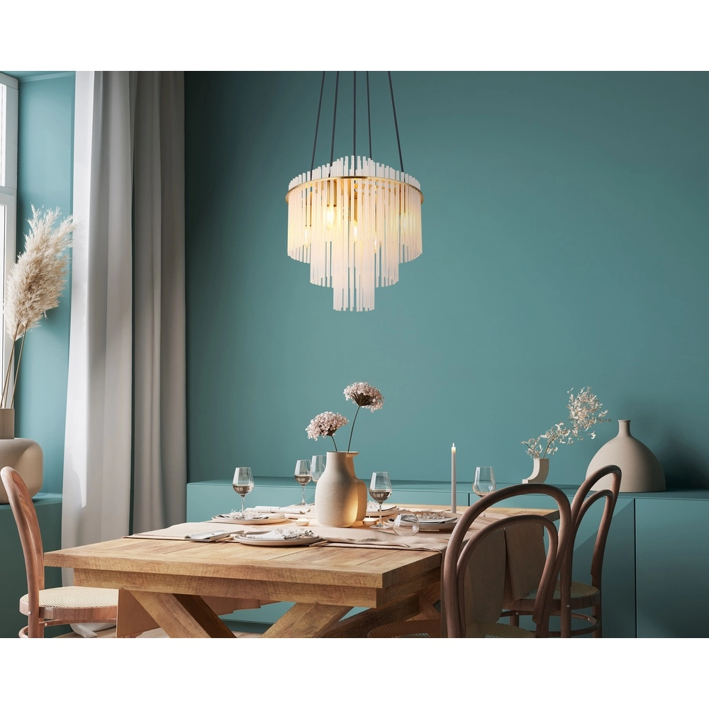 Hanglamp Ø 40cm Gorley goud met witte glas staafjes Globo 9007371518135