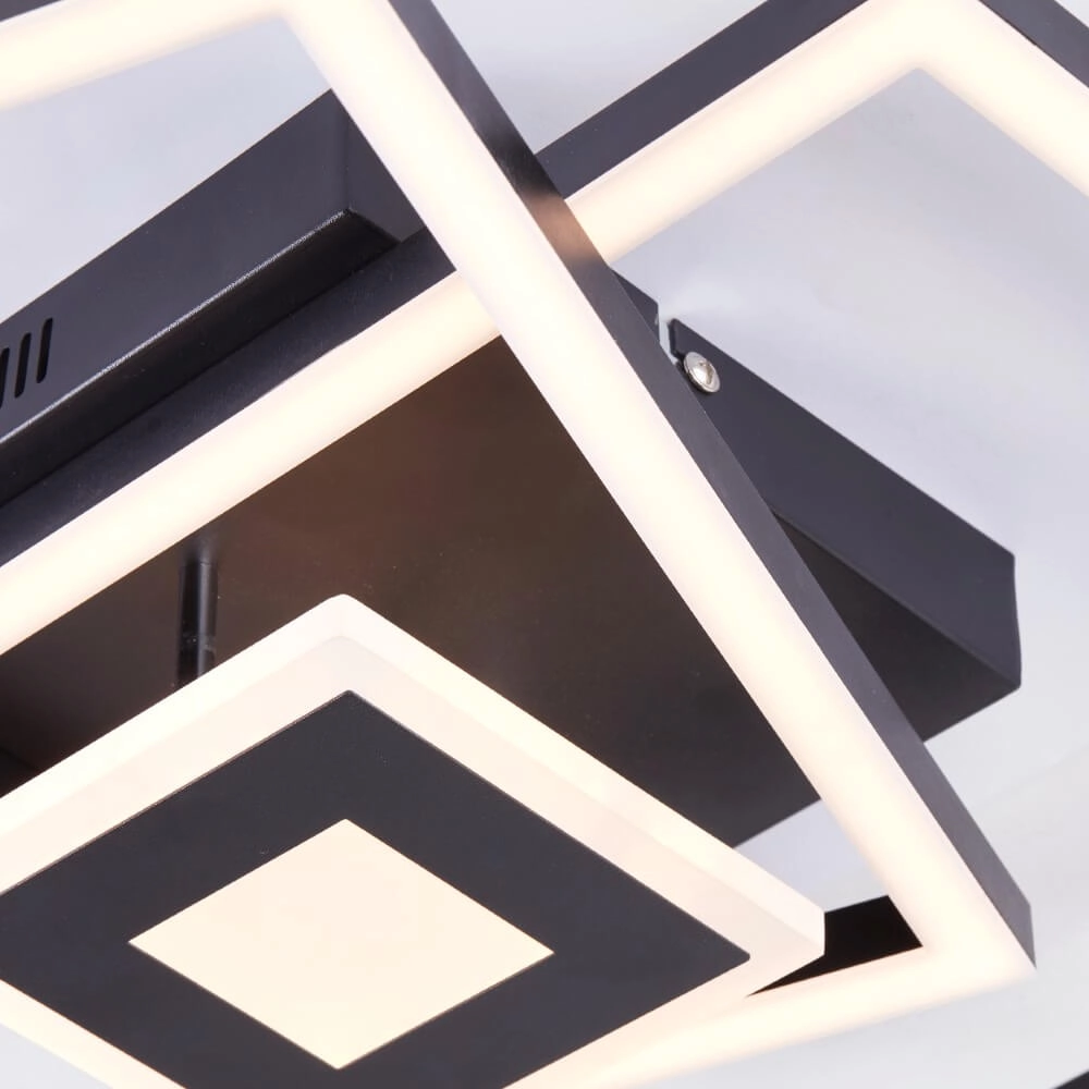 Plafondlamp Bray vierkant zwart Brilliant 4004353420016