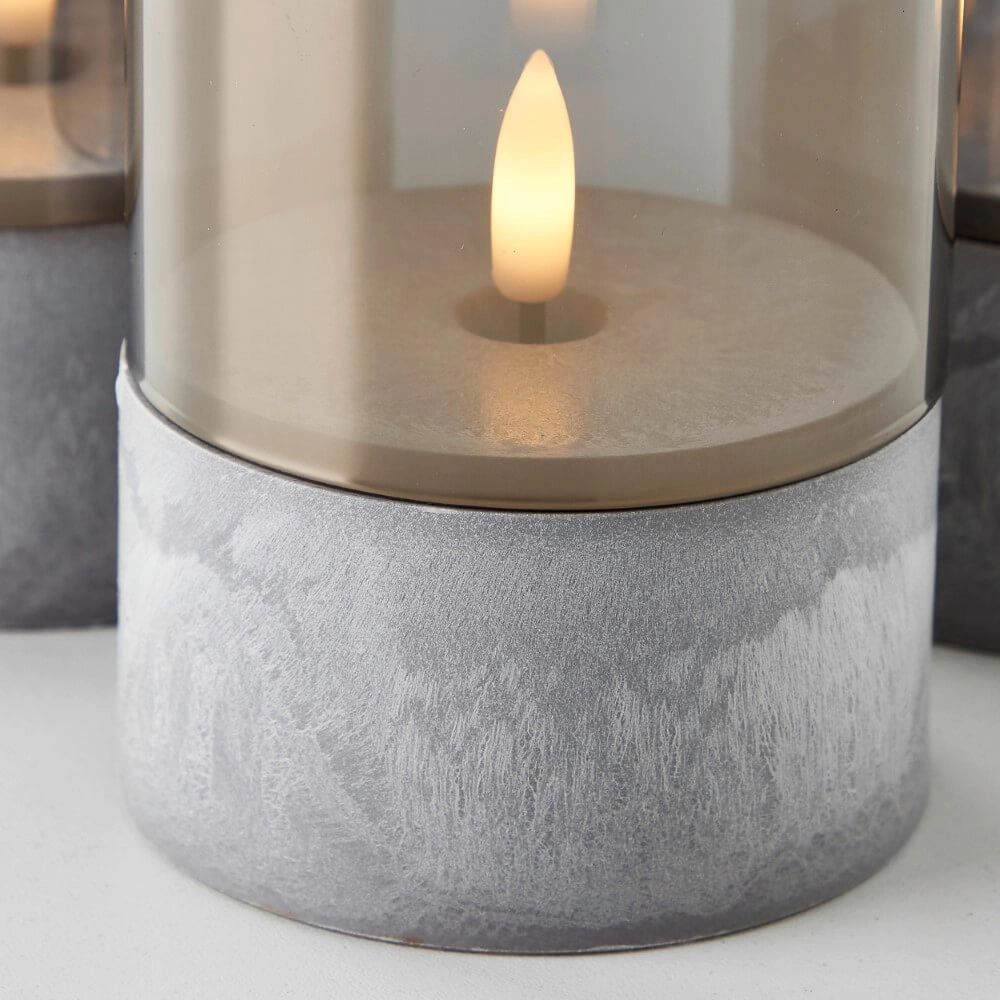 Set van 3 tafellampjes Bougie smoke glas Brilliant 4004353428326