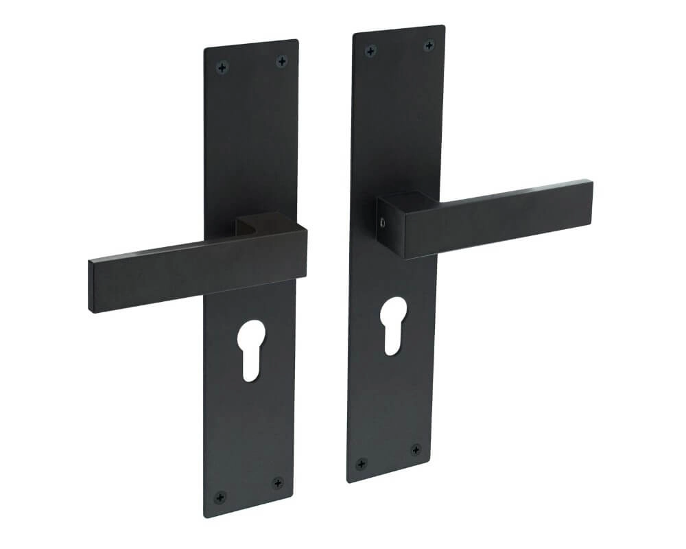 Moderne deurklink Amsterdam cilindergat 55mm zwart