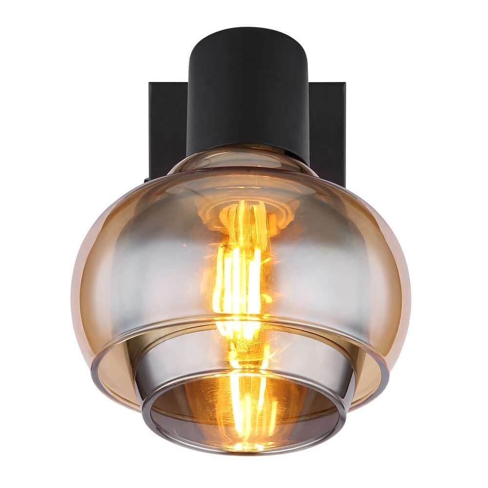 Zwarte wandlamp Tokki amber smoke glas Globo 9007371452026