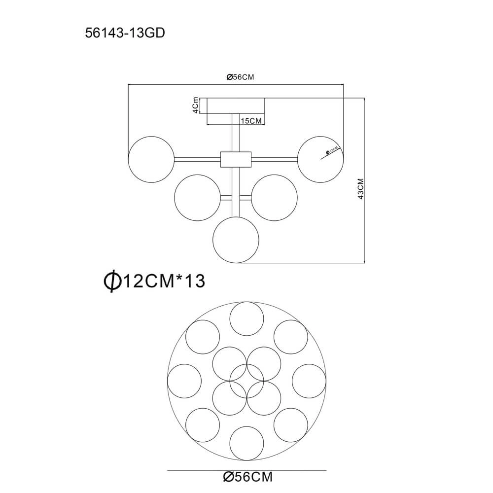 Gouden plafondlamp Grappy 13-lichts Globo 9007371453122