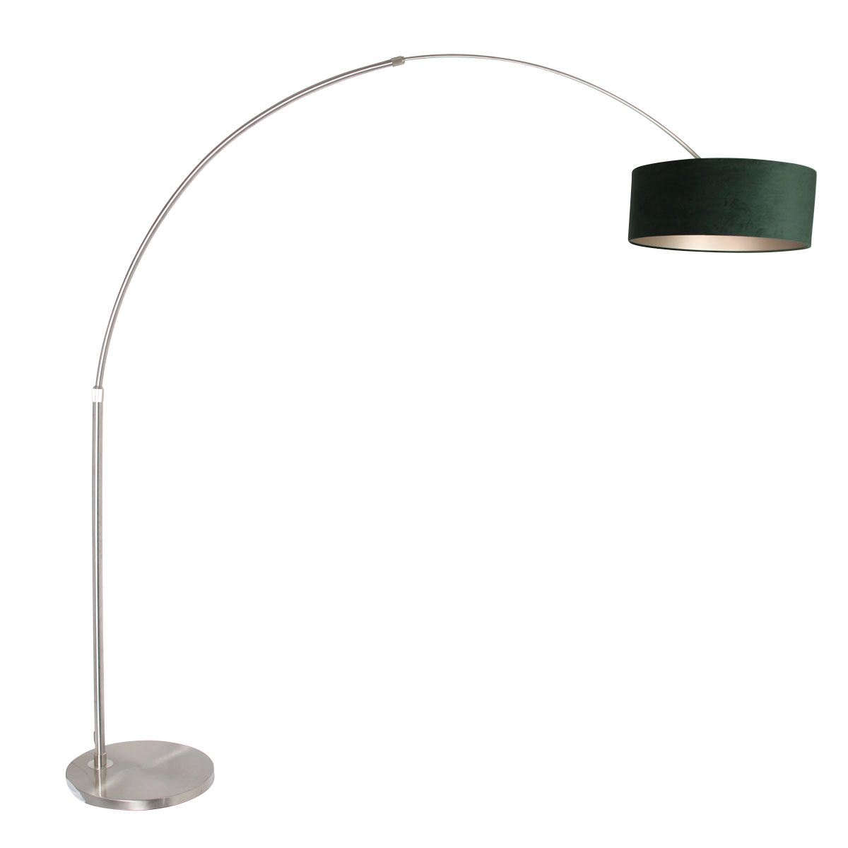 Booglamp Sparkled RVS met velours groene kap Booglamp Sparkled RVS met velours groene kap