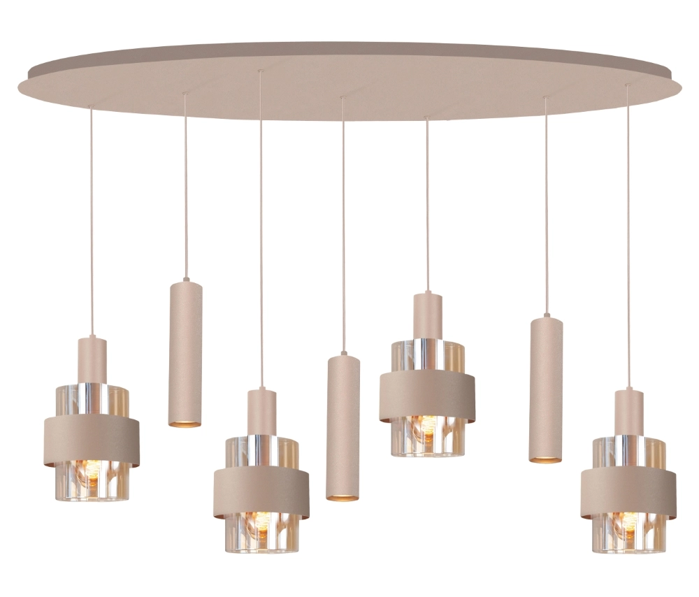 Eettafel hanglamp Marrone 7L - ovaal - zand