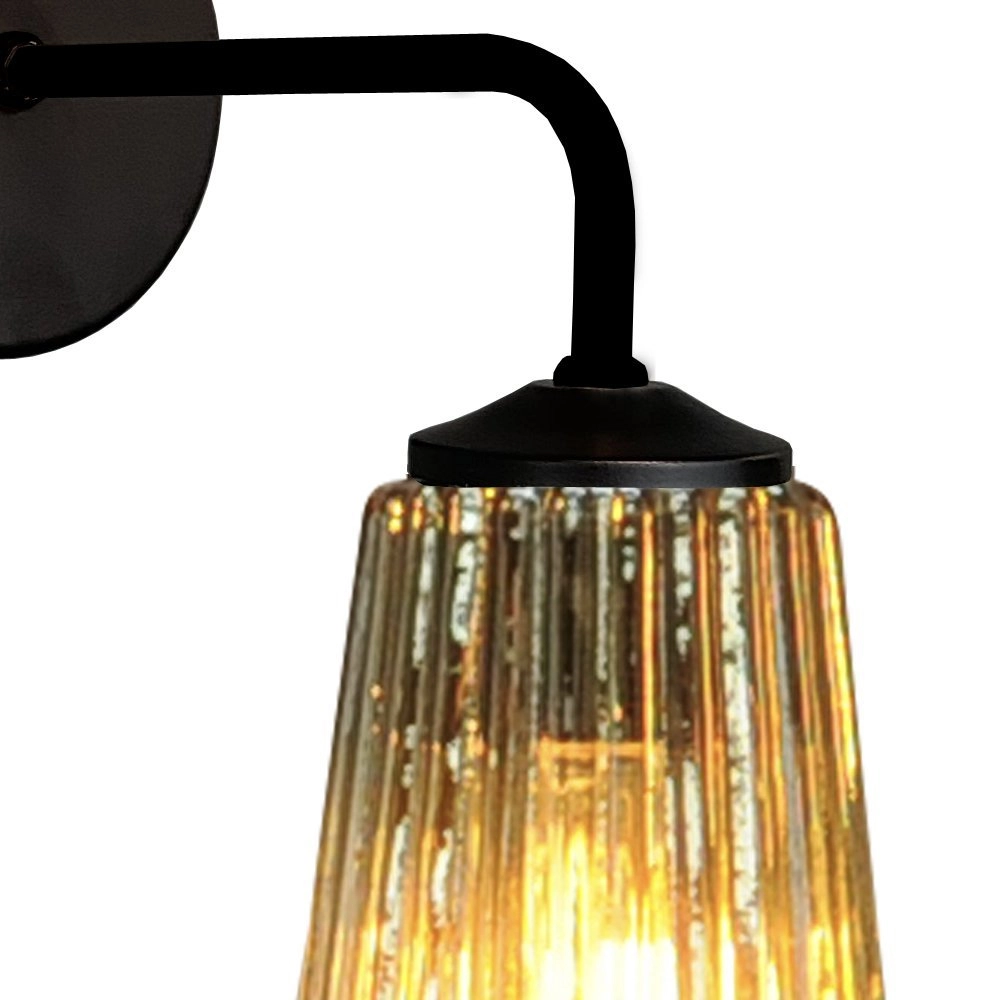 Wandlamp zwart Quinto met gestreept glas Masterlight 8718121249506
