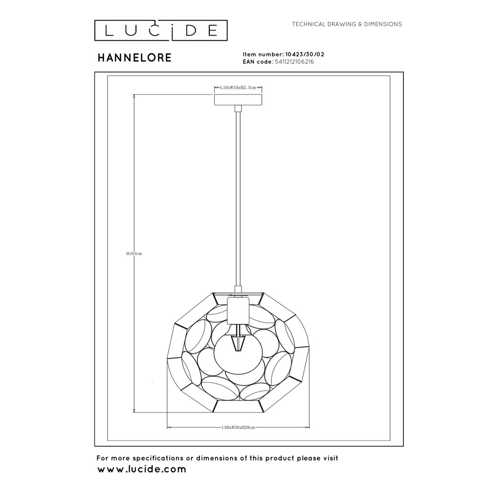 Unieke hanglamp Hannelore Ø 30cm goud Lucide 5411212106216