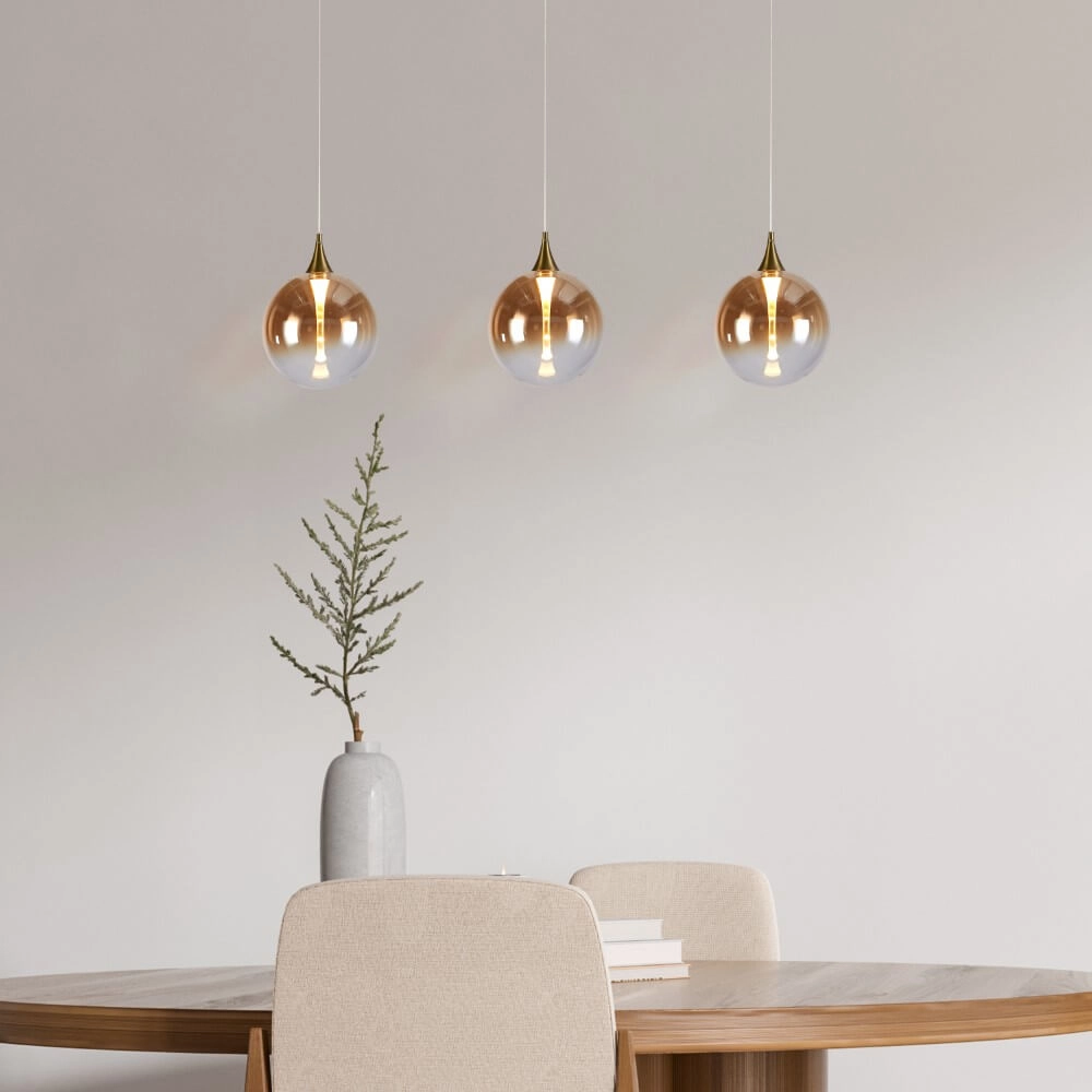 3-lichts hanglamp Alchemy amber glas Searchlight 5053423273839