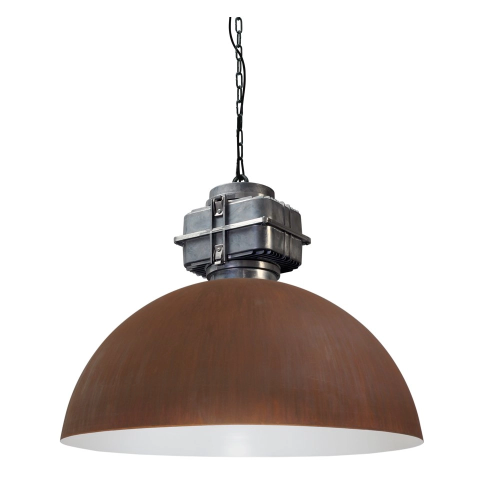 Roestige industrie hanglamp Industria 80 roestbruin met metaalgrijs