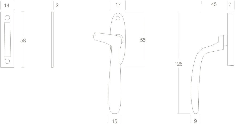 Raamsluiting Dudok rechts messing gelakt Intersteel 8714186011119
