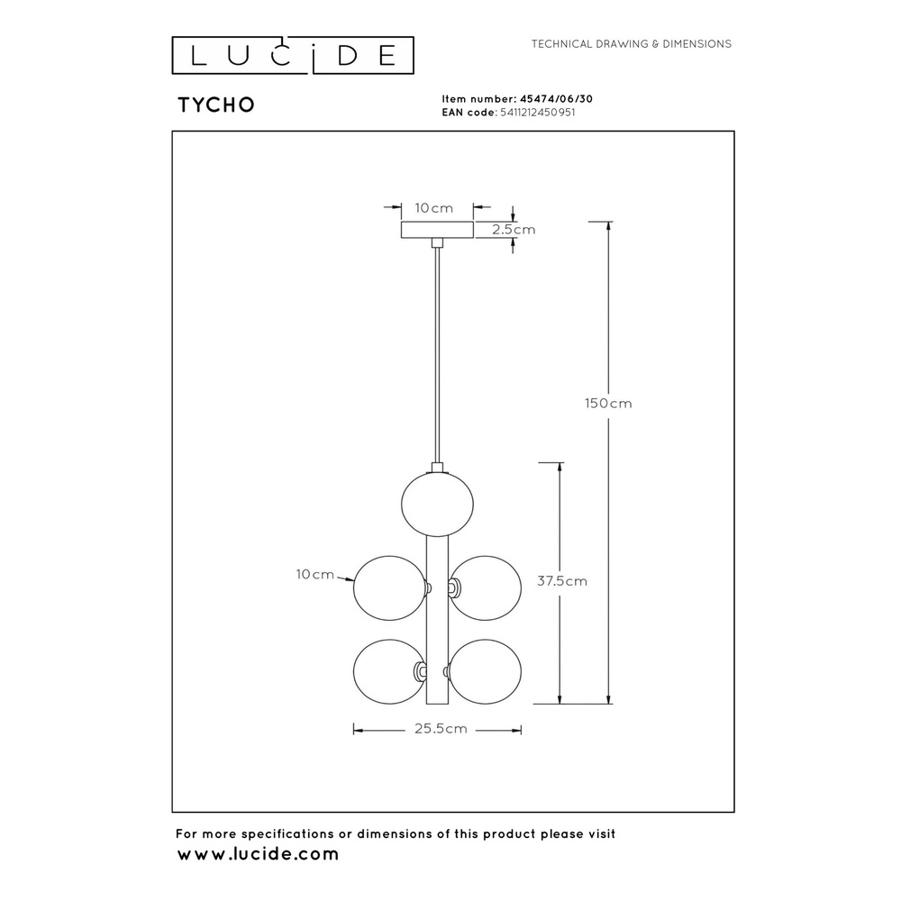 Hanglamp Tycho zwart Lucide 5411212450951