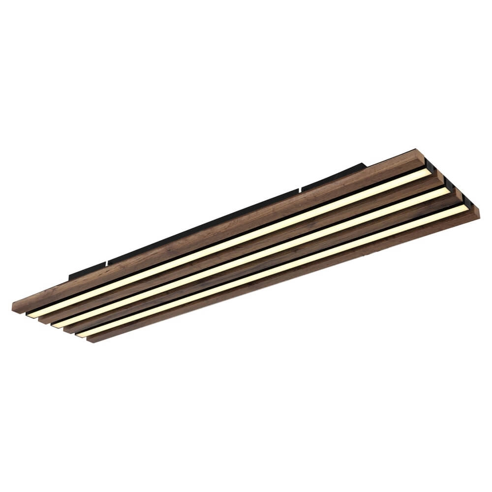 Plafondlamp Hayden zwart met hout 80cm