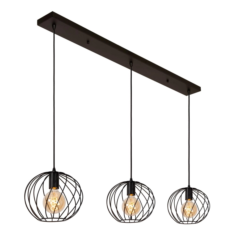3-lichts hanglamp Danza zwart Lucide 5411212211552