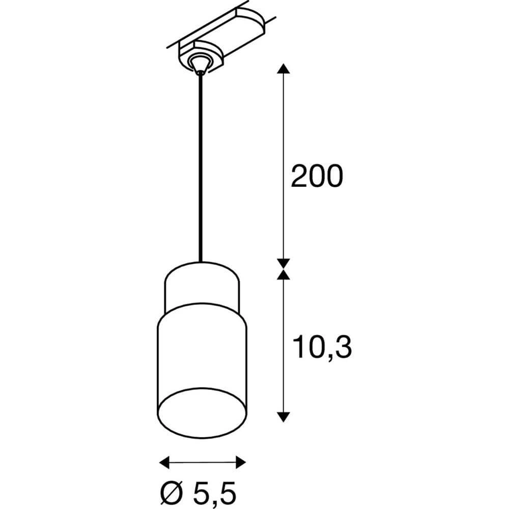Pendel voor rail Puri 2.0 Tube zwart-goud 3-fase SLV 4024163294508