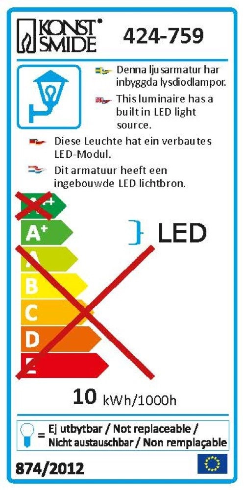 Buitenlamp Vale Up-Down zwart met roodkoper KonstSmide 7318304247599