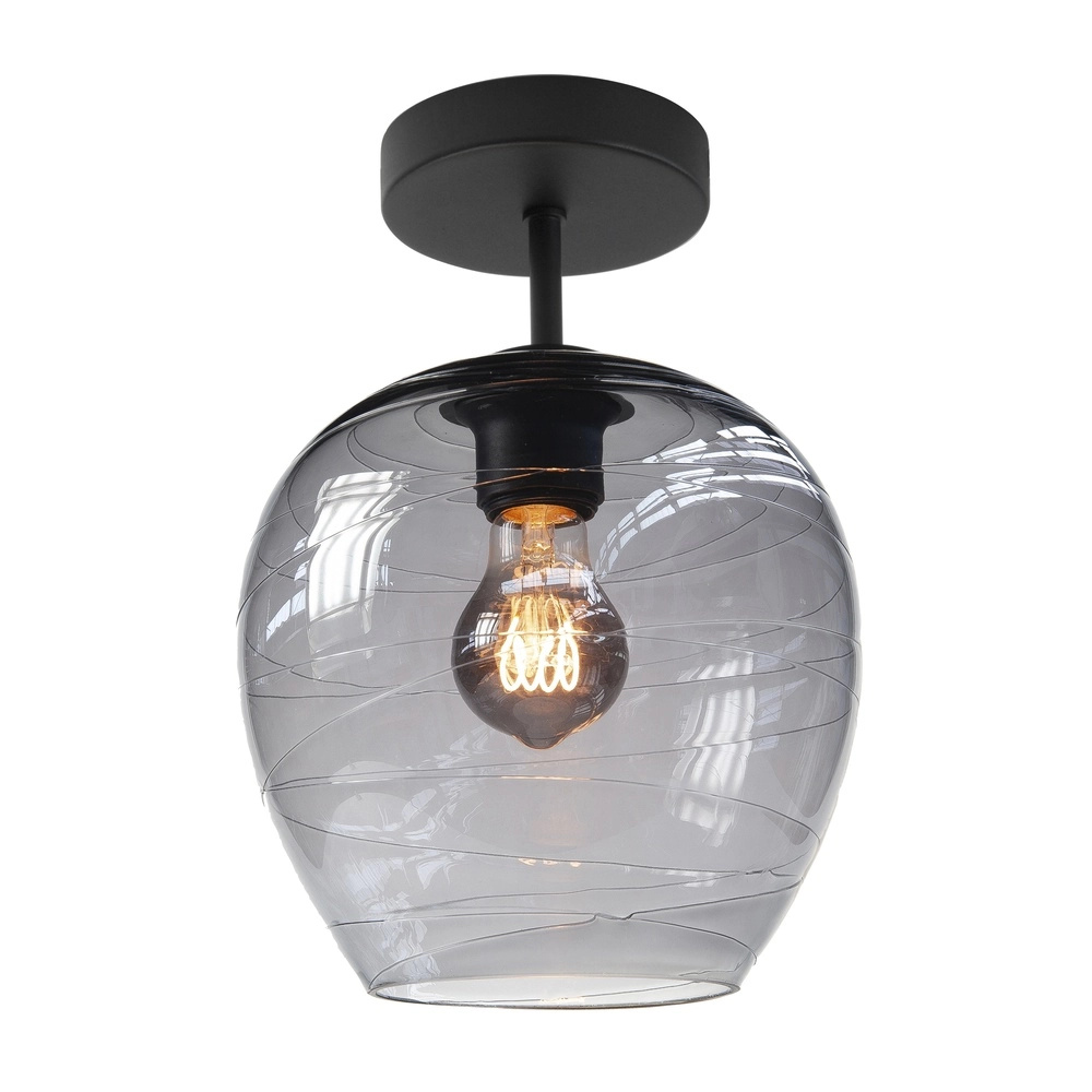 Plafondlamp Fantasy zwart met smoke glas Ø 22cm