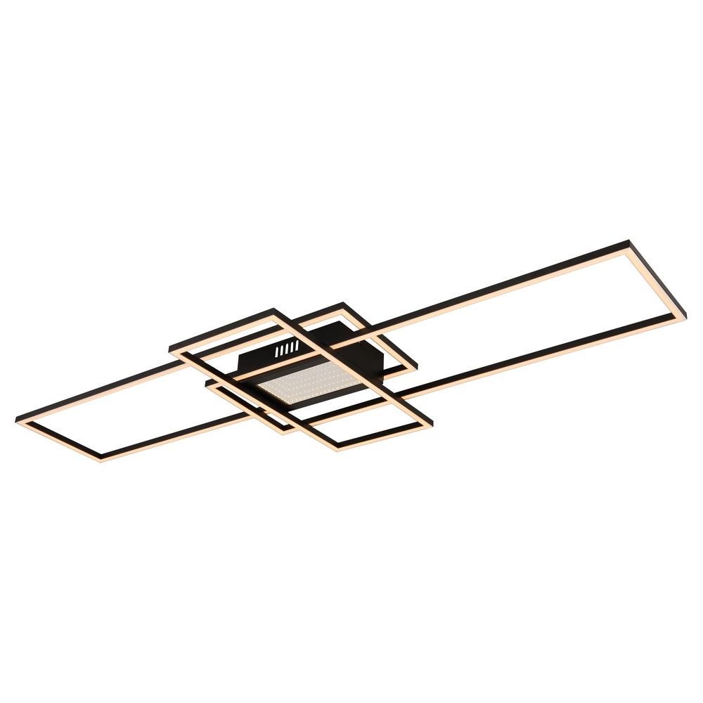 Moderne plafondlamp Saunders zwart rechthoek110cm Globo 9007371481354