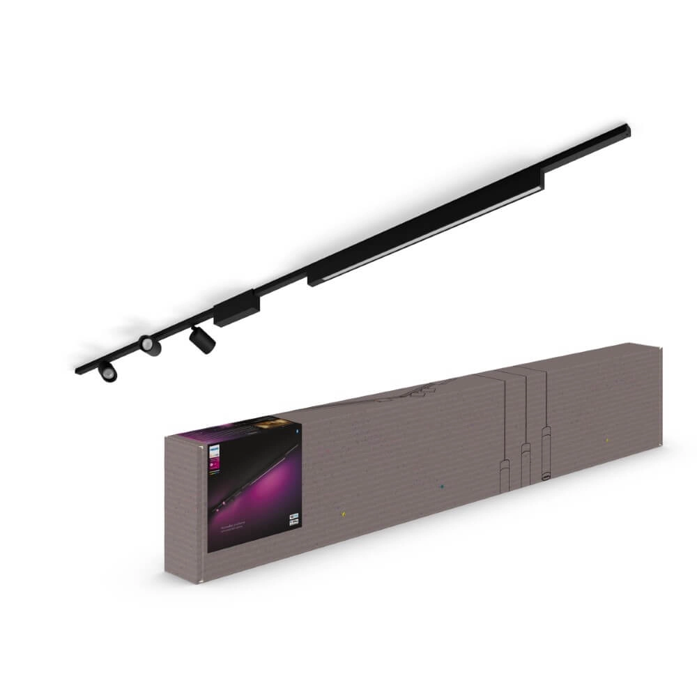 Hue Perifo - White and color set van 3 spots en bar zwart Philips 8719514407800