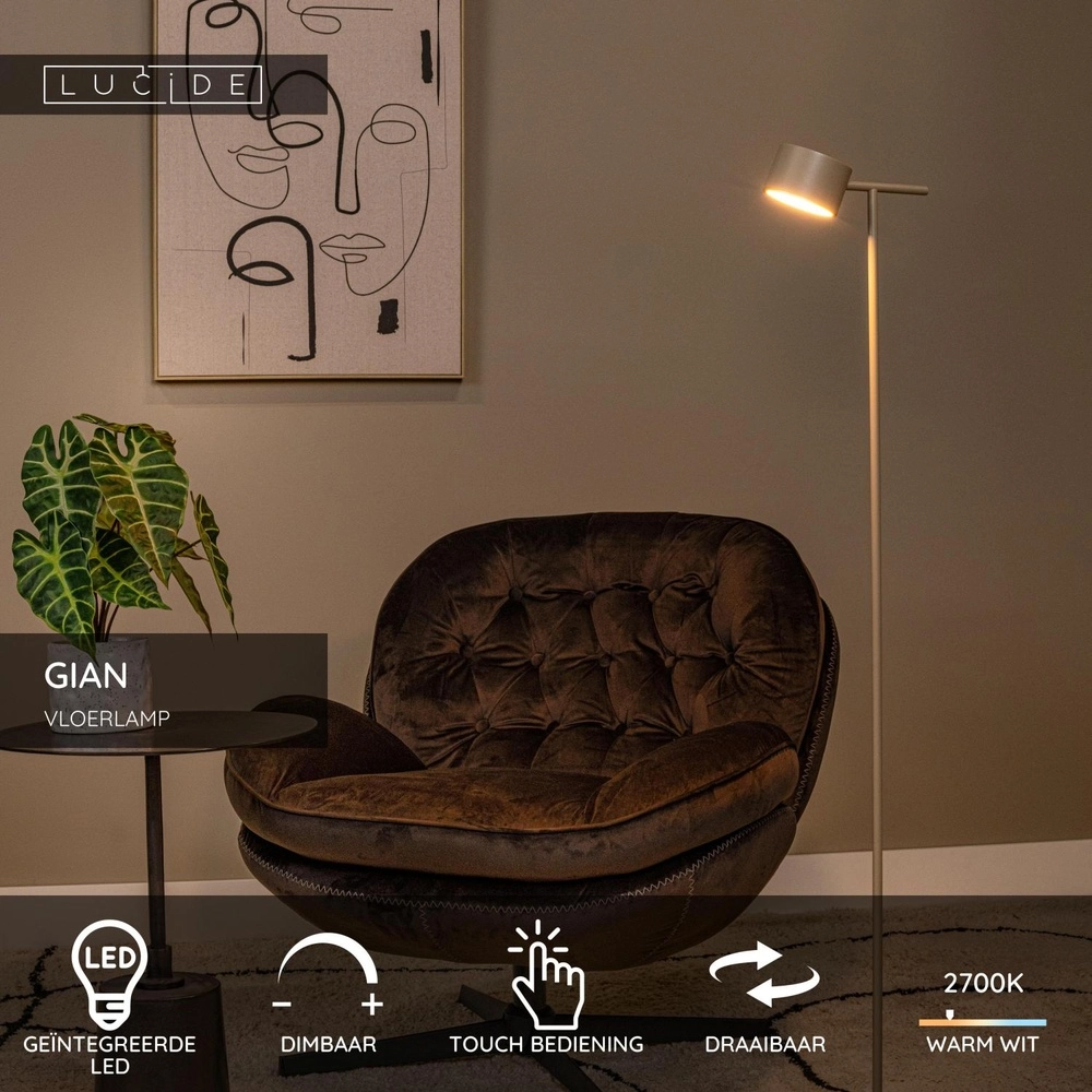 Vloerlamp Gian zand bruin Lucide 5411212421142