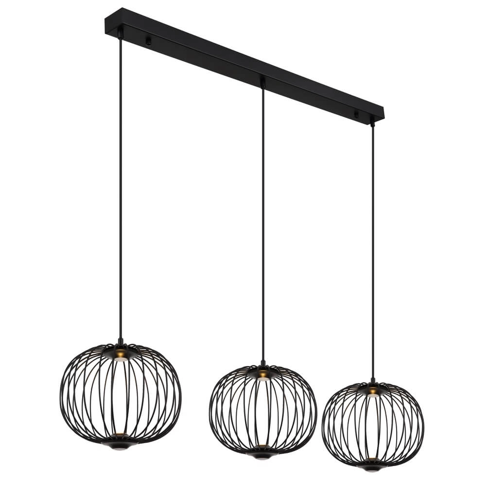 Zwarte hanglamp Galway 3-lichts kooi Globo 9007371462339