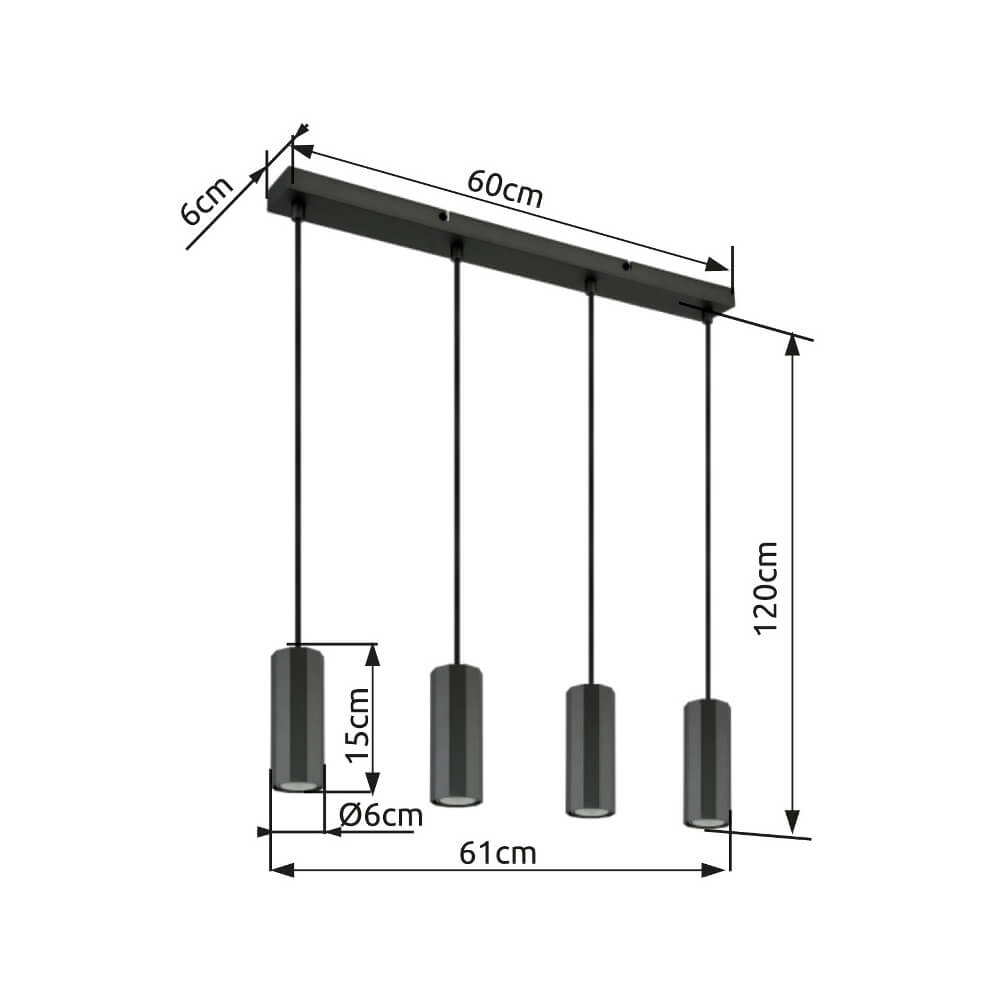 Grijze hanglamp James 4-lichts Globo 9007371456871