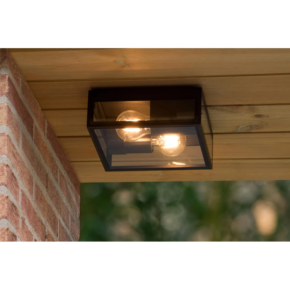 Design wandlamp Dukan IP65 zwart dubbel Lucide 5411212151889
