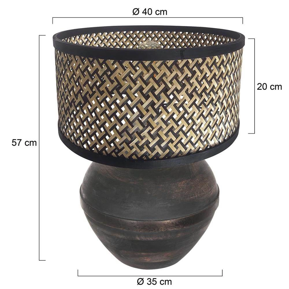 Tafellamp Lyons zwart met bamboe kap 56cm Steinhauer 8712746172447