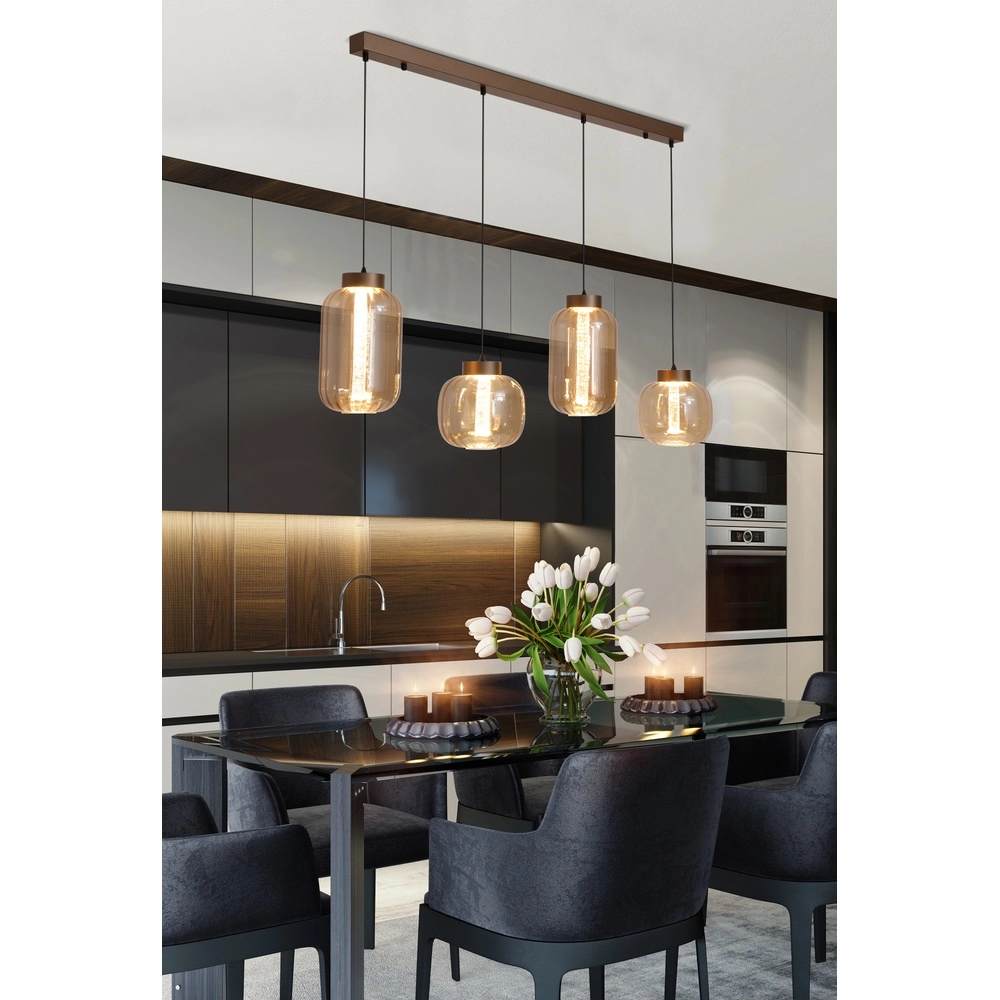 Design hanglamp Lille met amber glas Searchlight 5053423299457