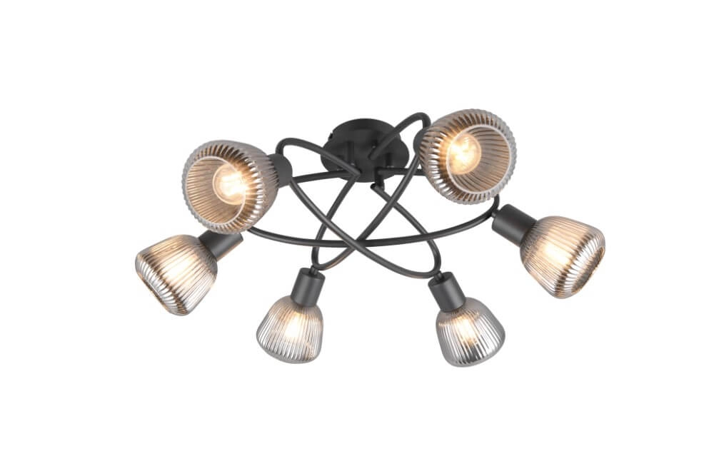 Plafondlamp Tarifa met geribbeld glas