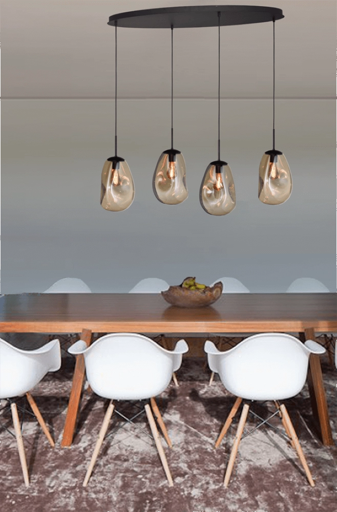 Hanglamp Lava Oval 4x goud glas Ø 22,5cm Masterlight 8718121290065