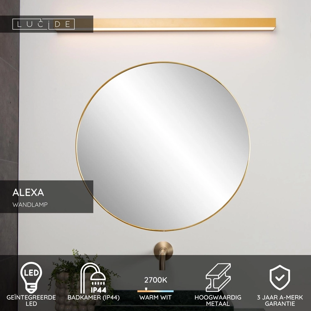 Badkamer wandlamp Alexa 90cm goud - IP44 - 13W Lucide 5411212040534
