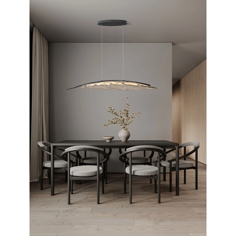 Design hanglamp Amado antraciet met mokka 131,5cm