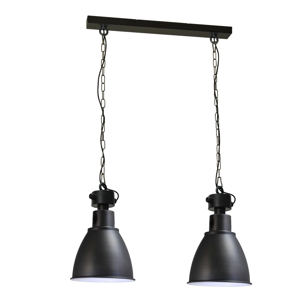 Retro industrie eetkamerlamp Industria 2x27 Bud 2-lichts antraciet