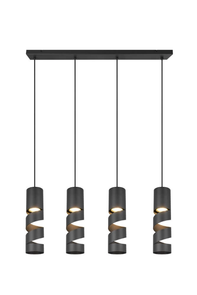 4-lichts koker hanglamp Stream zwart Trio 4017807613995