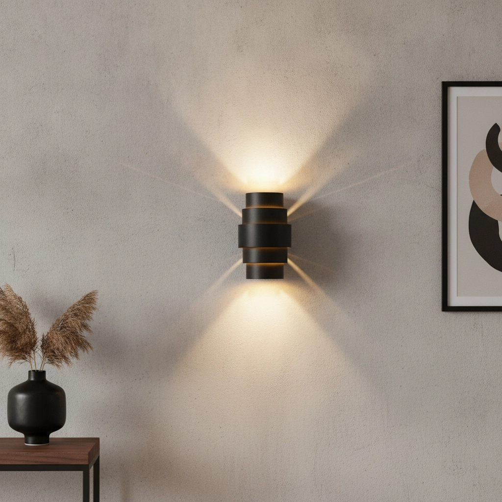 Design wandlamp Rolls zwart met gouden binnenkant
