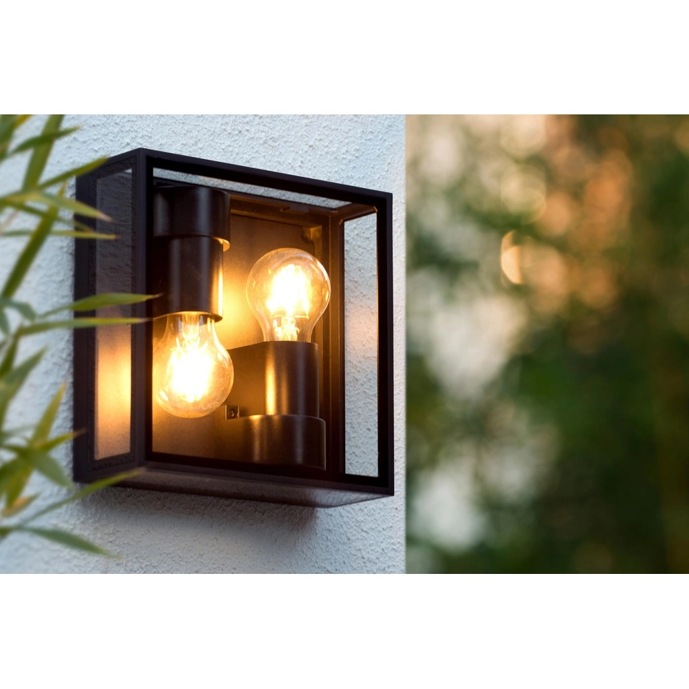 Design wandlamp Dukan IP65 zwart dubbel Lucide 5411212151889