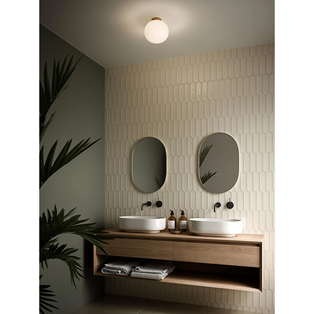 Glazen plafondlamp Alton messing met wit glas Nordlux 5704924001062
