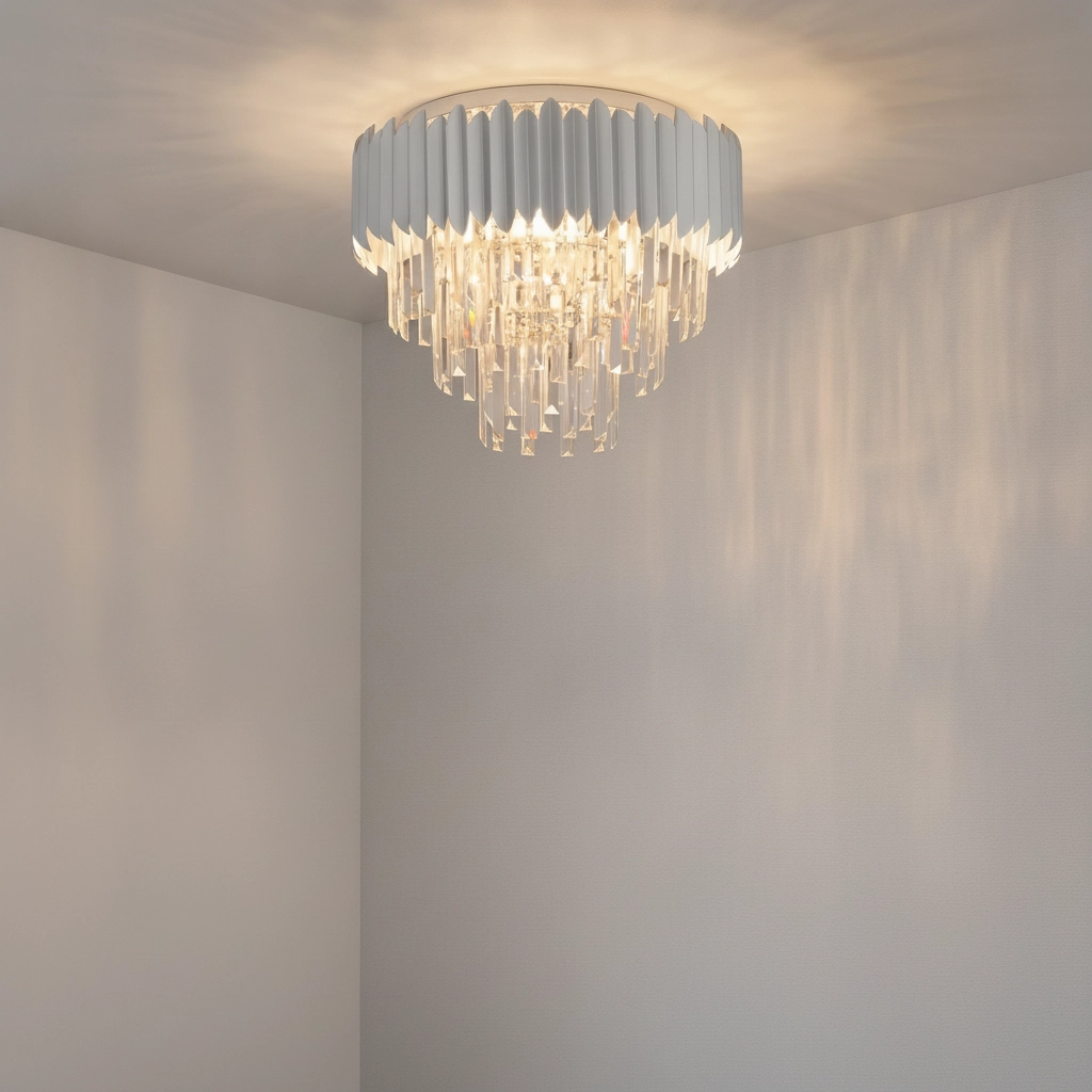Plafondlamp Magnolia chroom en kristal Ø 50cm